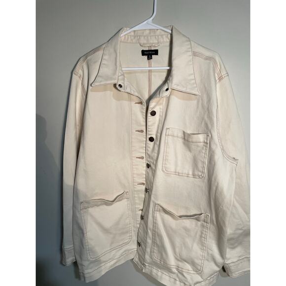 Well Worn Cream Denim Oversized Chore Jacket Size XL - Picture 5 of 11